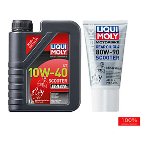 Combo nhớt Liqui Moly Scooter Race 10W40 1L +Hộp số liqui 150ML