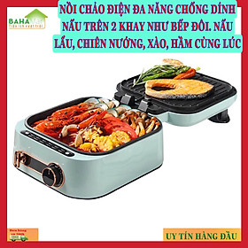 Mua NỒI CHẢO ĐIỆN ĐA NĂNG CHỐNG DÍNH NẤU TRÊN 2 KHAY NHƯ BẾP ĐÔI. NẤU LẨU  CHIÊN NƯỚNG  XÀO  HẦM CÙNG LÚC  BAHAMAR   cùng lúc có thể nấu trên cả 2 bếp và gấp gọn khi không sử dụng