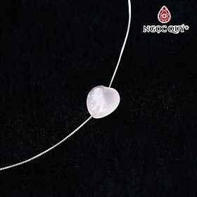 Mặt dây chuyền trái tim đá thạch anh hồng 13x14mm tặng dây bạc - Ngọc Quý Gemstones