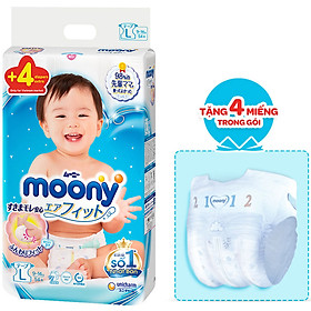 Tã Dán Cao Cấp Moony Nhật Bản L54 54 Miếng  - Tặng 4 miếng trong gói