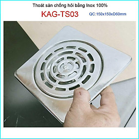 Mua Phễu thoát sàn inox KAG-TS03  ga thoát sàn vuông 15x15cm ống D60 nước thoát nhanh giá tốt sử dụng tốt