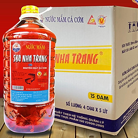 Thùng 4 Chai 5 Lít Nước mắm Cá cơm, 15 độ đạm - 584 Nha Trang