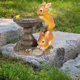 Garden Ornament Figurine, Outdoor Solar Rabbit Sculpture Statue, Garden Bunny Statue Sculpture for Home, Garden, Patio, Yard Art Decor