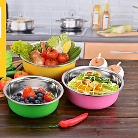 Set 3 Thau Chậu Inox Nhiều Màu Cao Cấp  Dùng Cho Gia Đình