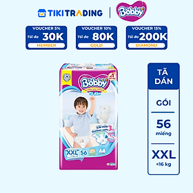 Tã Dán Bobby Siêu Mỏng Gói Cực Đại XXL56 (56 Miếng)