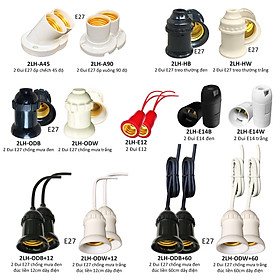 Mua 2 Đui đuôi chuôi đèn E27 E14 E12 treo trang trí ốp chếch 45 vuông 90 trong nhà ngoài trời theo lựa chọn như hình ảnh LH-x