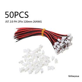 Set 50 Đầu Nối Dây Cáp 120mm 26awg Mini Jst 2.0 Ph 2-pin