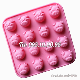 Mua Khuôn silicon làm rau câu  socola 16 mặt heo biểu cảm - Mã số 1328