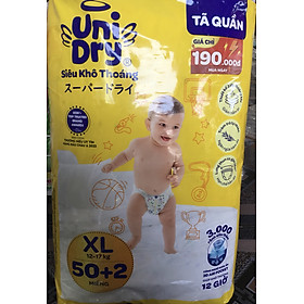 Tặng Thêm 2 Miếng Bên Trong - Tã quần Unidry XL50 +2 Siêu Khô Thoáng -Cho Bé Từ 12-17kg - (Tiết Kiệm Hơn Unidry XL48) Date luôn mới