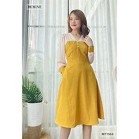 Đầm 3 nút giả phối tay dài BEMINE MT1563VANG