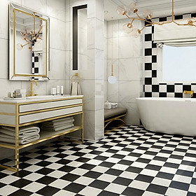 Mua Decal dán nền dán sàn giả gạch trắng đen chống trơn chống thấm