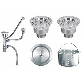 Mua Bộ xả bồn rửa chén bầu inox dành cho bồn chén đôi 2 ngăn