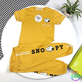 Bộ Thun Lạnh Cho Bé 8-30kg Alibaba Mẫu LA03 Snoopy Thêu Vải Thun Lạnh Loại 1 Mềm Mát Thoải Mái Hàng Chuẩn Đẹp MINKY MOM