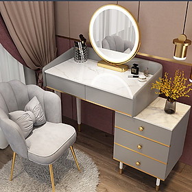 Mua Bàn trang điểm có gương đèn Led cảm ứng phong cách Châu Âu sang trọng 1m - Bàn ghế trang điểm  Bàn phấn kèm kệ tủ để đồ decor phòng ngủ đẹp