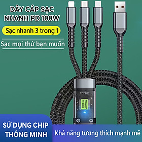 Mua Dây Sạc Nhanh PD 100W  Dây Cáp sạc 1 chia 3  đầu sạc cho nhiều thiết bị  tiện dụng- D1568