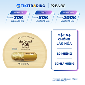Combo 10 Mặt Nạ Chống Lão Hóa, Giảm Nếp Nhăn BNBG Vita Cocktail AGE Foil Mask 30mlx10