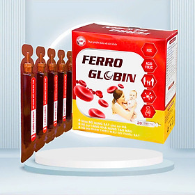 Sắt ống Ferro Globin , Hộp 20 ống , Bổ sung sắt và acid folic, giảm thiếu máu do thiếu sắt