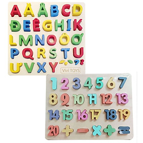 Combo bảng chữ tiếng Việt in hoa và bảng 20 số 3D Mykids - dồ chơi trí tuệ a