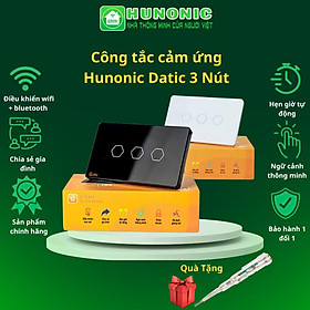 Công tắc cảm ứng Hunonic Datic 3 Nút kết nối Wifi điều khiển mọi thiết bị từ xa qua điện thoại - 3 NÚT MÀU ĐEN