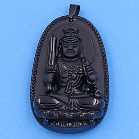 Mặt phật Bất Động Minh Vương thạch anh đen 5cm - Phật bản mệnh tuổi Dậu - mặt phật size lớn