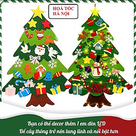 Cây Thông Noel, Cây Thông Noel Treo Tường, Chất Liệu Vải Dạ, Kèm Bộ Phụ Kiện Trang Trí, Đồ Chơi Giáng Sinh