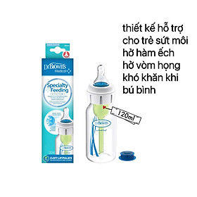 [ 417 ] Bình sữa Y Tế cổ thường 120ml, thiết kế hỗ trợ cho trẻ gặp khó khăn khi bú bình