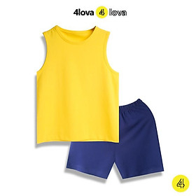 Bộ quần áo ba lỗ 4LOVA cho bé trơn hàng chính hãng từ 8-40 kg