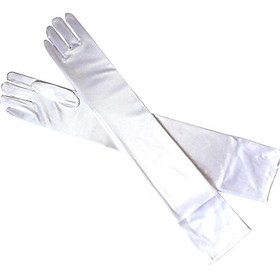 Găng tay thun trơn dài đến bắp tay màu trắng Giangpkc