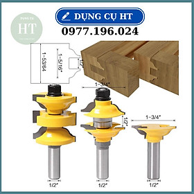 Bộ mũi dao phay gỗ ghép mộng cửa loại dày cốt 12ly7 - Mũi soi máy phay gỗ router cầm tay