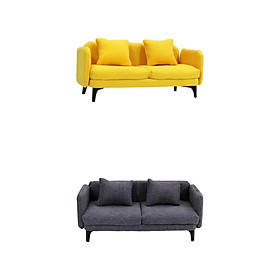 2x 1:12 Miniature Dollhouse Double Sofa Dollhouse Bedroom Furniture Decor