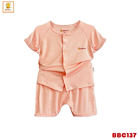 Bộ sơ sinh Babiboo quần áo sơ sinh cộc tay visco siêu mềm BBC137