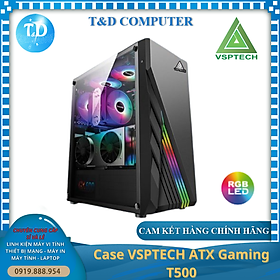 Mua Vỏ máy tính Case VSP T500 LED (ATX/Micro ATX) Kính cường lực không FAN - Hàng chính hãng TECH VISION phân phối