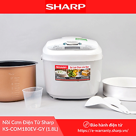 Hình ảnh Nồi Cơm Điện Tử Sharp KS-COM180EV-GY (1.8L) - Trắng - Hàng chính hãng