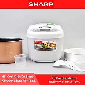 Nồi Cơm Điện Tử Sharp KS-COM180EV-GY (1.8L) - Trắng - Hàng chính hãng