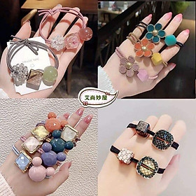 Dây buộc tóc , Set 20 chun buộc tóc túi nhựa trong mix nhiều hình dễ thương
