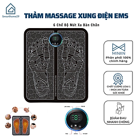 Thảm Massage Chân Xung Điện EMS Giảm Đau Mỏi, Thảm Massage Có Đèn Led Hiển Thị, 6 Chế Độ Mát Xa Bàn Chân - HÀNG CHÍNH HÃNG MINIIN