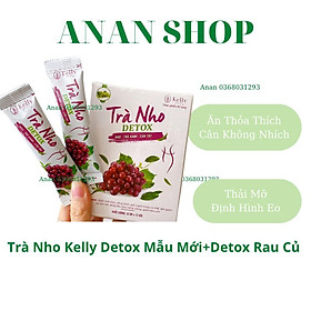 Trà Nho Detox Kelly Mẫu Mới 12gói kèm 1 gói Detox Rau Củ  Hỗ Trợ Giảm Cân - An Toàn , Hiệu Quả