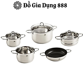 Bộ Nồi Từ ELO SMARAGD 5 Chiếc, Nấu Nhanh Và Tiết Kiệm Năng Lượng, Chất Liệu Inox 304 An Toàn, Chịu Được Nhiệt Độ Tới 240 Độ C, Phù Hợp Với Mọi Loại Bếp, Nhập Đức