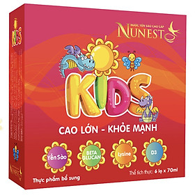 Thùng 10 lốc nước yến cho bé Nunest Kid (10 lốc x 6 lọ x 70ml)
