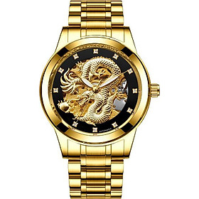 Đồng hồ cơ thời trang nam chạm rồng vàng nổi 3D