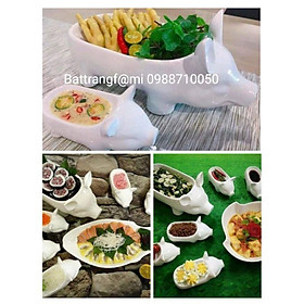 Set bộ heo sứ đựng thức ăn,gia vị chấm