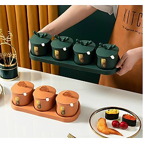 Mua Bộ 4 hủ đựng gia vị nắp hươu cao cấp ( TẶNG MÓC KHÓA GỖ)