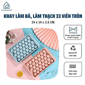 Khay Làm Đá Bằng Nhựa 33 Viên Tròn Cao Cấp, Khuôn Làm Thạch Thông Minh Có Nắp Đậy - Chính hãng MINIIN (Giao màu ngẫu nhiên)