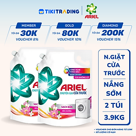 Combo 2 Nước Giặt ARIEL Chuyên Gia Cửa Trước Ngăn Lem Màu Túi 3.7KG/3.9KG