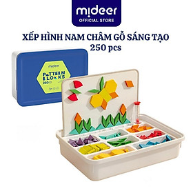 Đồ Chơi Xếp Hình Gỗ sáng tạo  Mideer Magnetic Geometry Blocks 250pcs kèm nam châm,  Đồ chơi gỗ thông minh cho bé