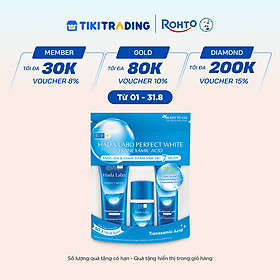 Bộ travel size dưỡng trắng Hada Labo Perfect White Tranexamic Acid Travel Set (Kem rửa mặt 15g+Dung dịch dưỡng 20ml+Kem dưỡng 12g)