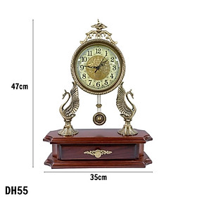 Mua Đồng hồ để bàn thiên nga phong cách tân cổ điển DH55 chất liệu đồng và gỗ