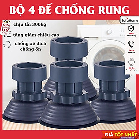 Bộ 4 Chân Chống Rung Cho Máy Giặt, Tủ Lạnh - Chân Kê Tăng Giảm Chiều Cao, Đế Cao Su Chống Rung, Chống Trượt Tối Ưu Hàng Nhập Khẩu