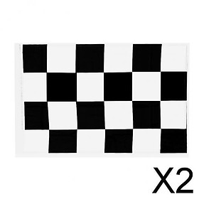 2xBlack and White Checkered Motorsport Racing Banner Starting End Racing Flag