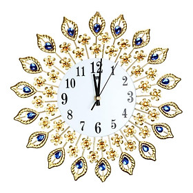 Large Wall Clock Peacock Crystal Diamond Clock for Living Room Home Decor
